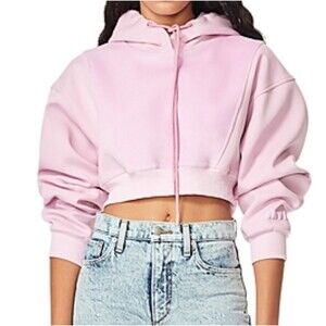 NWOT Herve Leger Pastel Pink Princesscore Feminine Cropped Sweatshirt Size XS